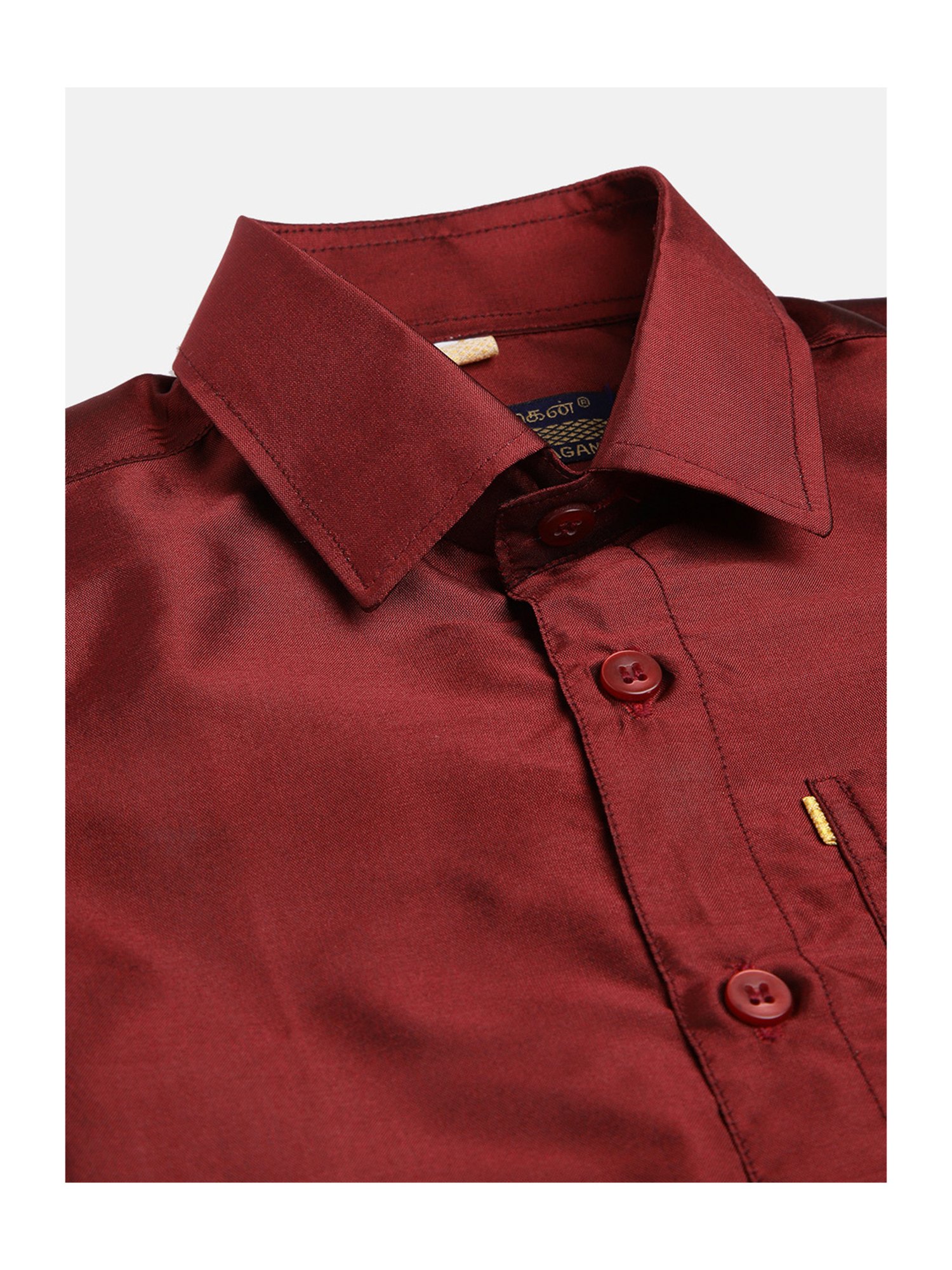 THANGAMAGAN Kids Maroon Solid Lining Shirt