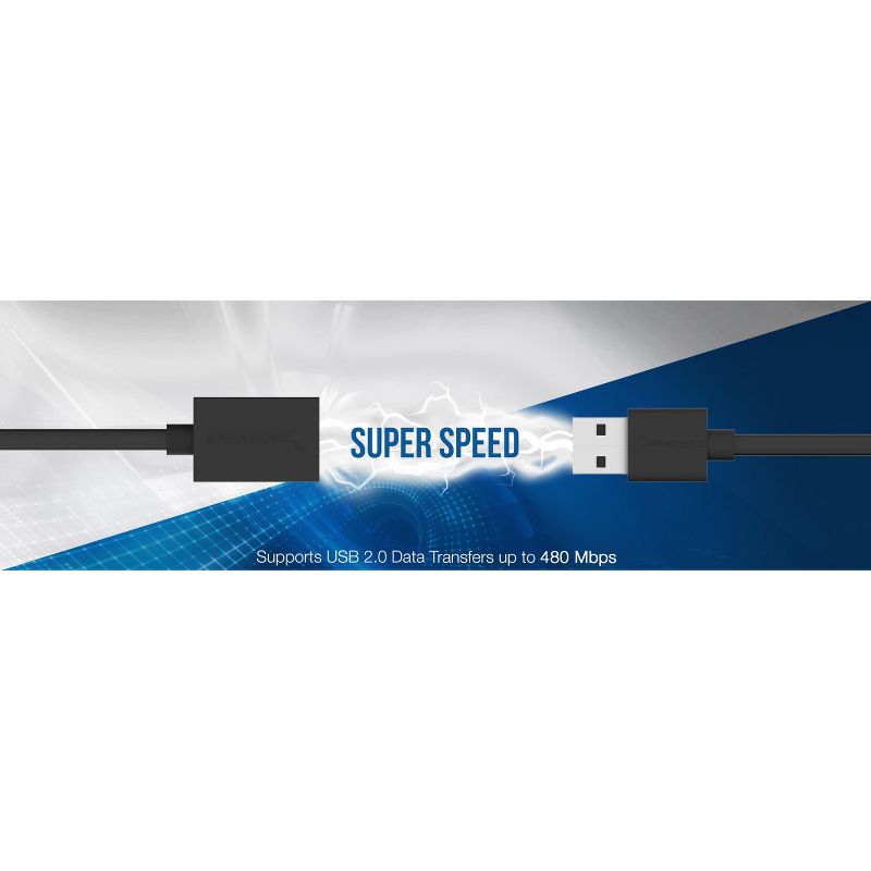 Sabrent 22AWG USB 2.0 Extension Cable - A-Male to A-Female [Black] 3 Feet