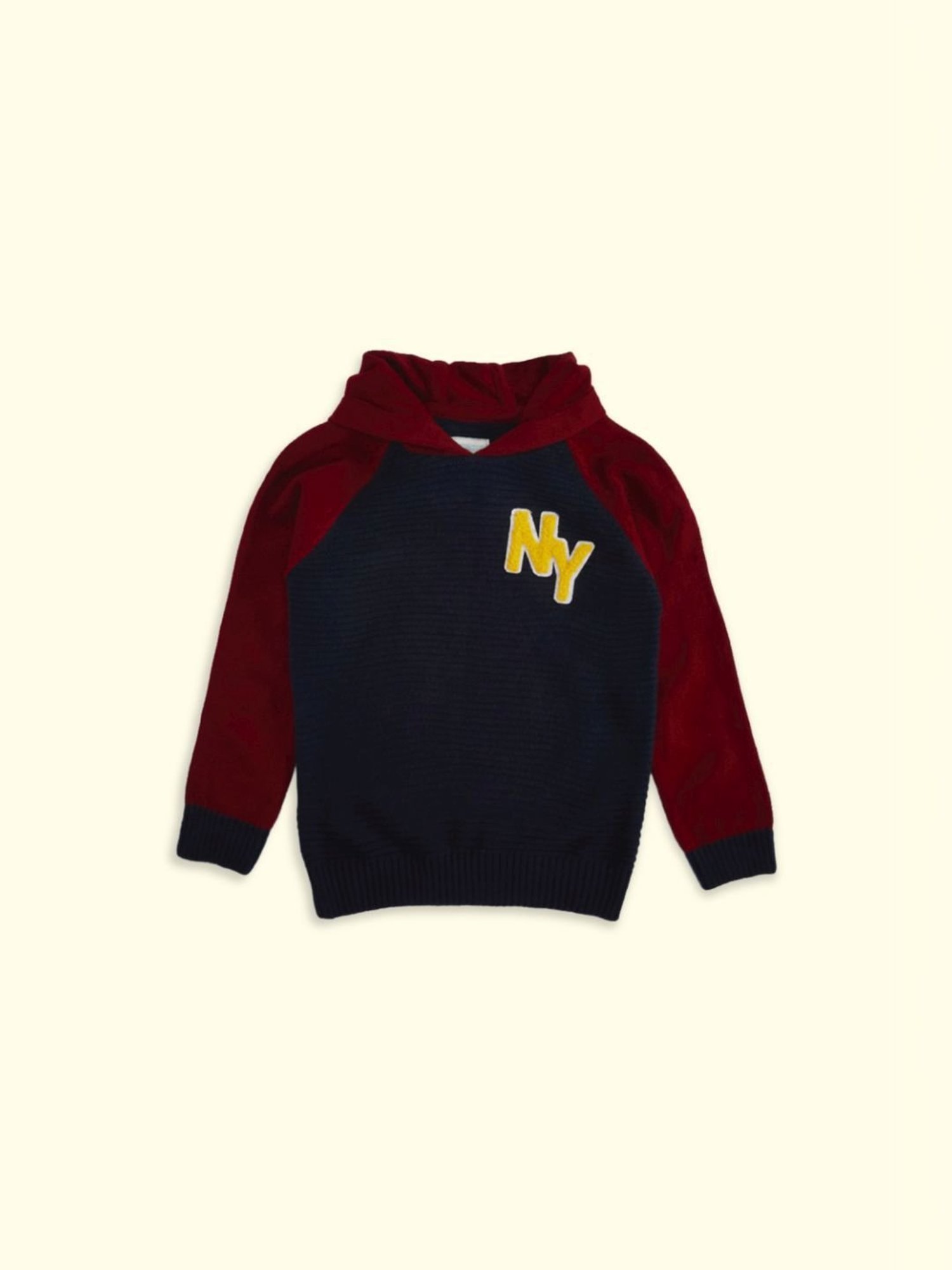 Pantaloons Junior Navy & Red Embroidered Full Sleeves Sweater