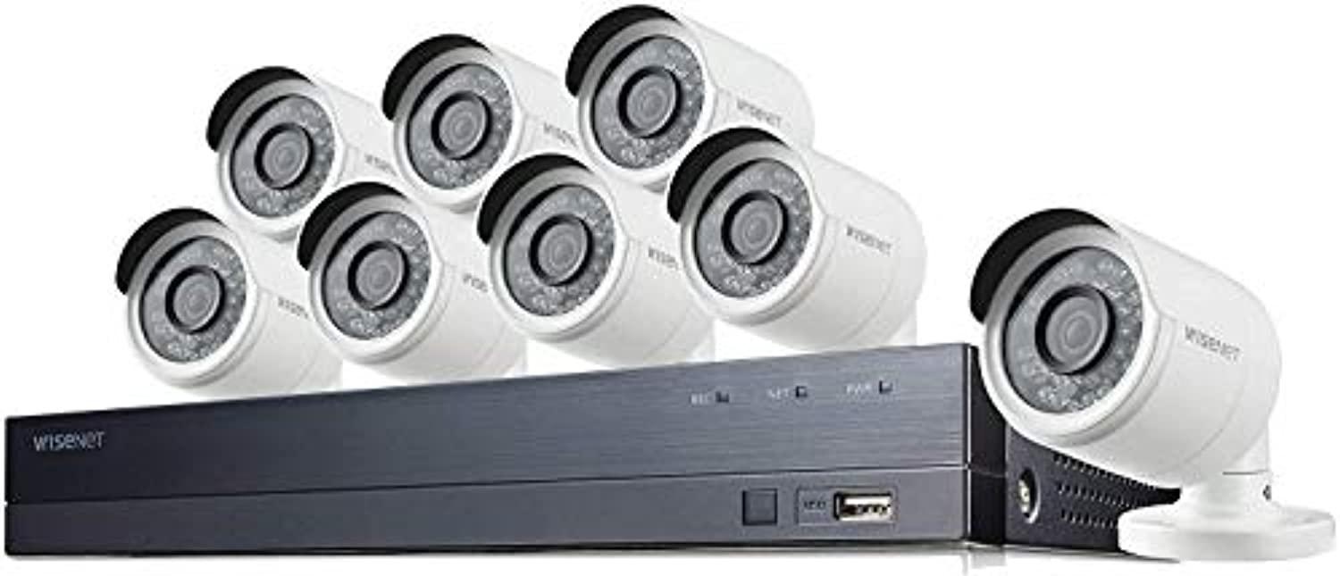 Wisenet DVR Surveillance System with 1TB HD, 8- Cam 1080p HD Indoor/Outdoor Cams