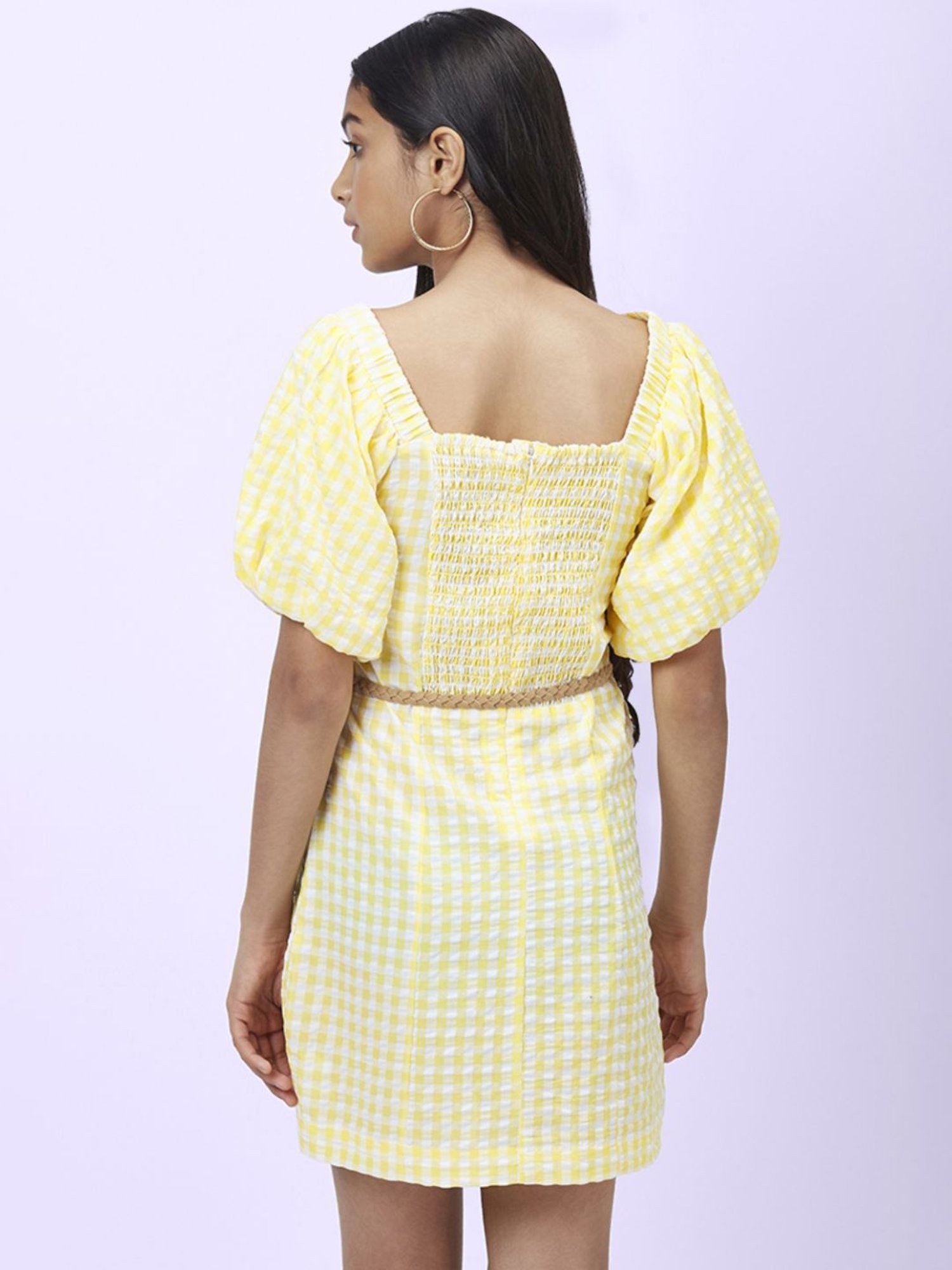 Coolsters by Pantaloons Kids Yellow Cotton Chequered Dress