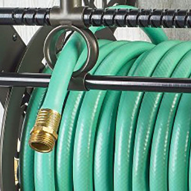 Liberty Garden LBG-707 Wall Mounted Heavy Gauge Aluminum Hanging Hose Reel for 5/8" with Guide for Backyard, Garden, or Home, Bronze