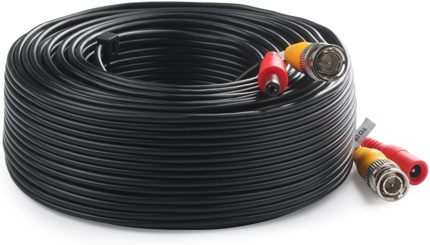 Postta BNC Video Power Cable (4 Pack 100 Feet) Pre-Made All-in-One Video Security Camera Cable Wire with Eight Connectors for CCTV DVR Surveillance System