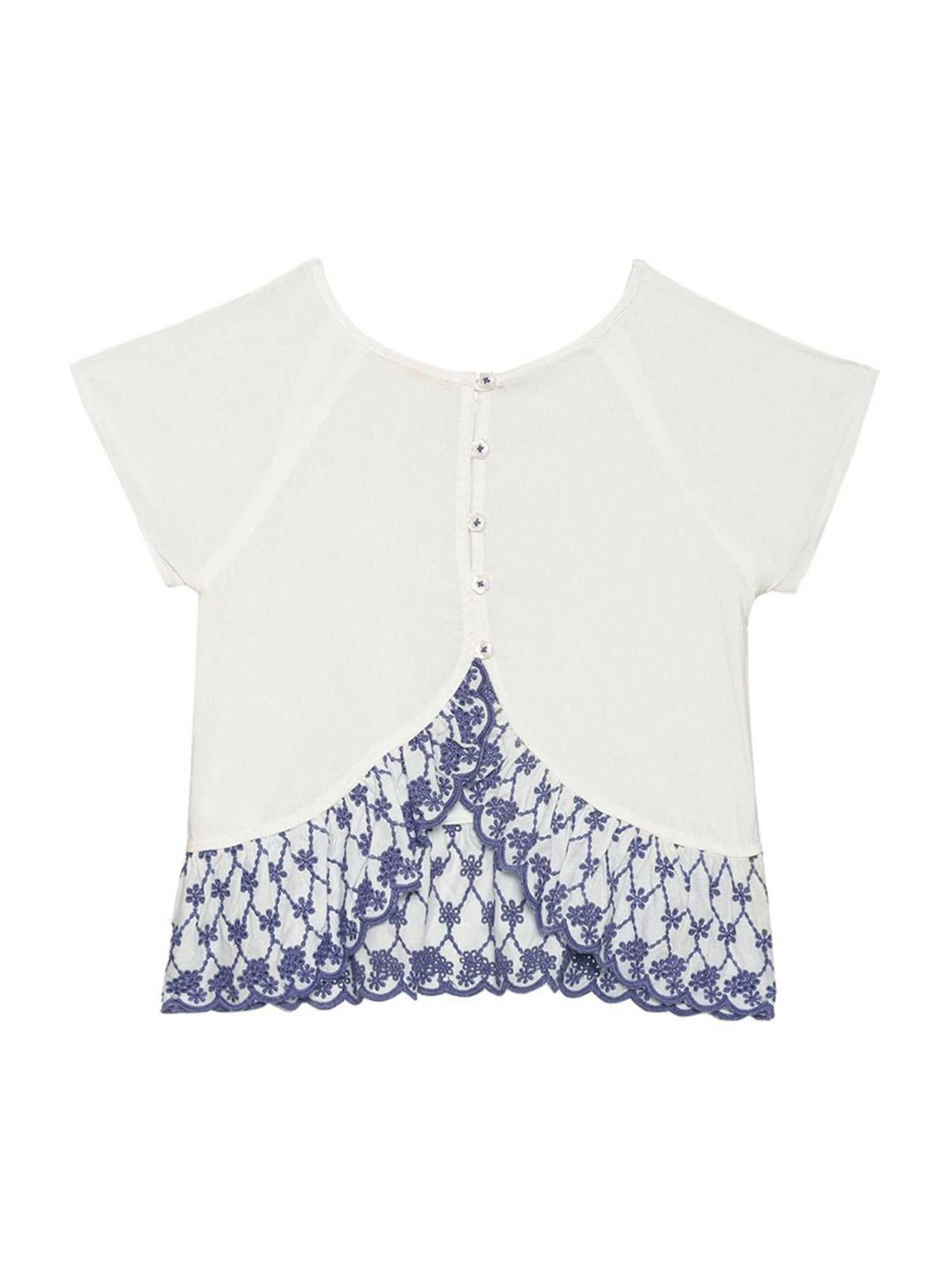 Biba Girls White Regular Fit Top