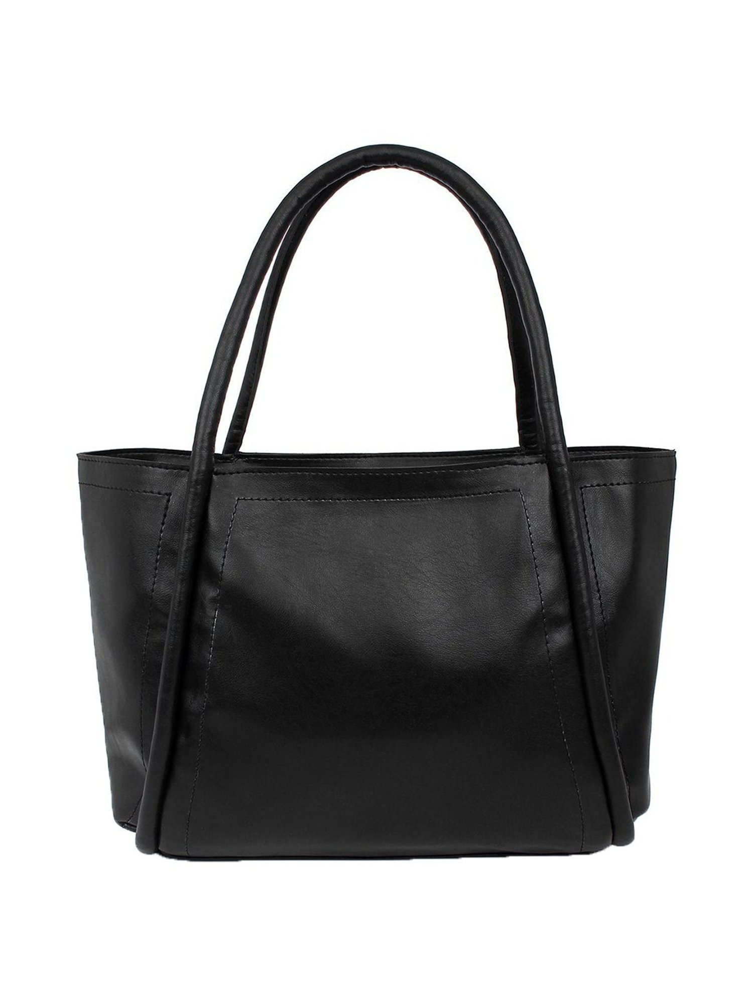 Yelloe Black Solid Large Tote Handbag with Pouch