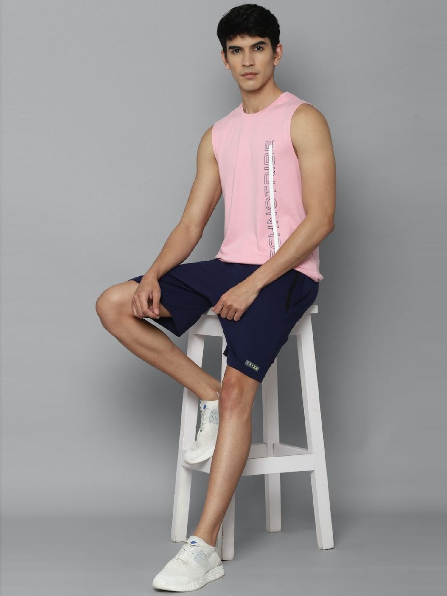 Tribe by Allen Solly Navy Cotton Slim Fit Shorts