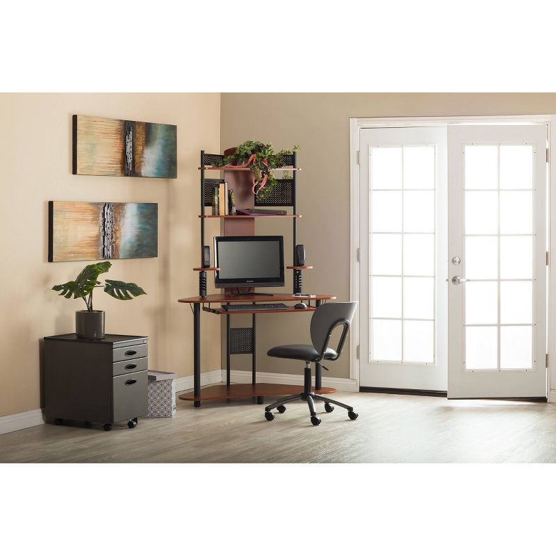 Element Corner Computer Tower With Hutch Black/Cherry - Calico Designs