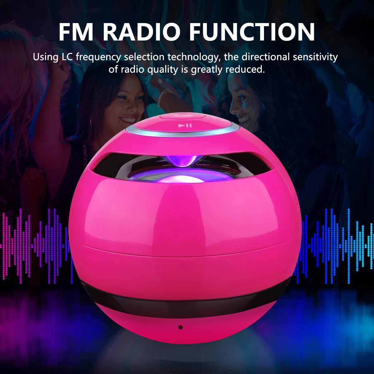 Wireless LED Mini Bluetooth Speaker Portable Super Bass Stereo USB/TF/FM Radio Black