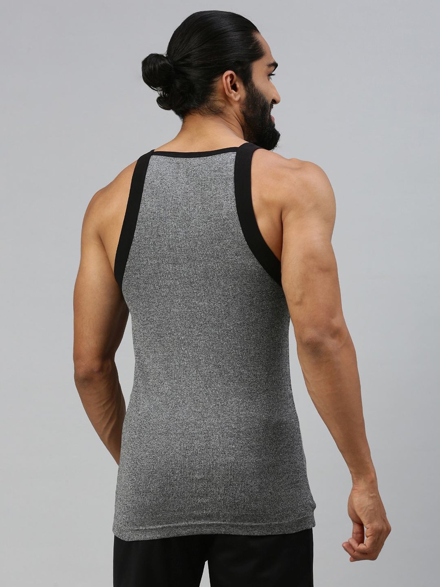 Zoiro Black Jaspe & Black Jaspe Regular Fit Vest - Pack Of 2