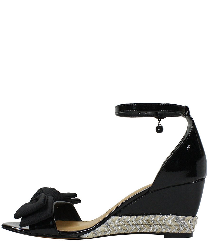 J. Renee Dariann Patent Bow Espadrille Wedge Ankle Strap Sandals