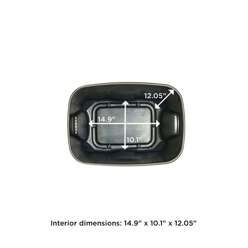 Homz 6610BKTS.10 Single 10 Gallon Durable Molded Plastic Garage Garden Kitchen Bedroom Storage Bin w/ Lid, Black/Gray