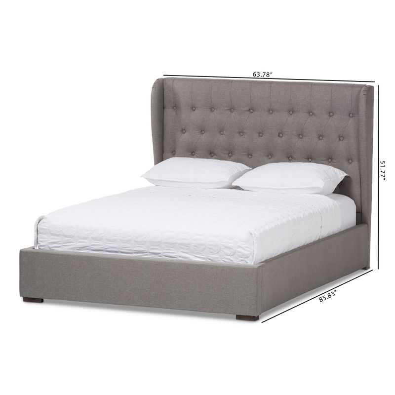 Penelope Modern and Contemporary Fabric Upholstered Gas - Lift Platform Bed - Queen - Light Gray - Baxton Studio