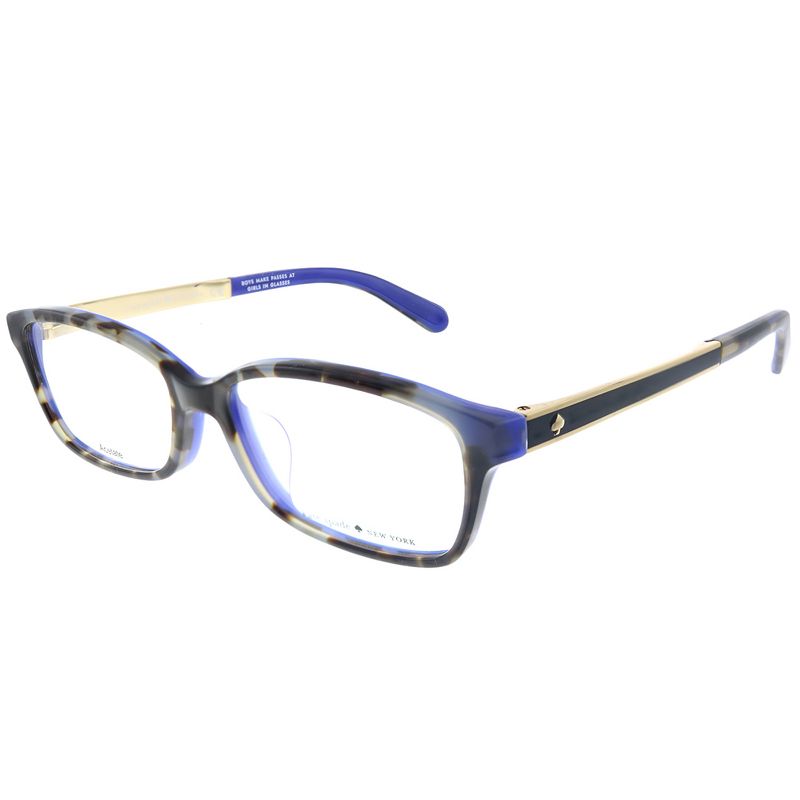 Kate Spade Low Bridge Fit  S5A Womens Rectangle Eyeglasses Blue Havana 53mm