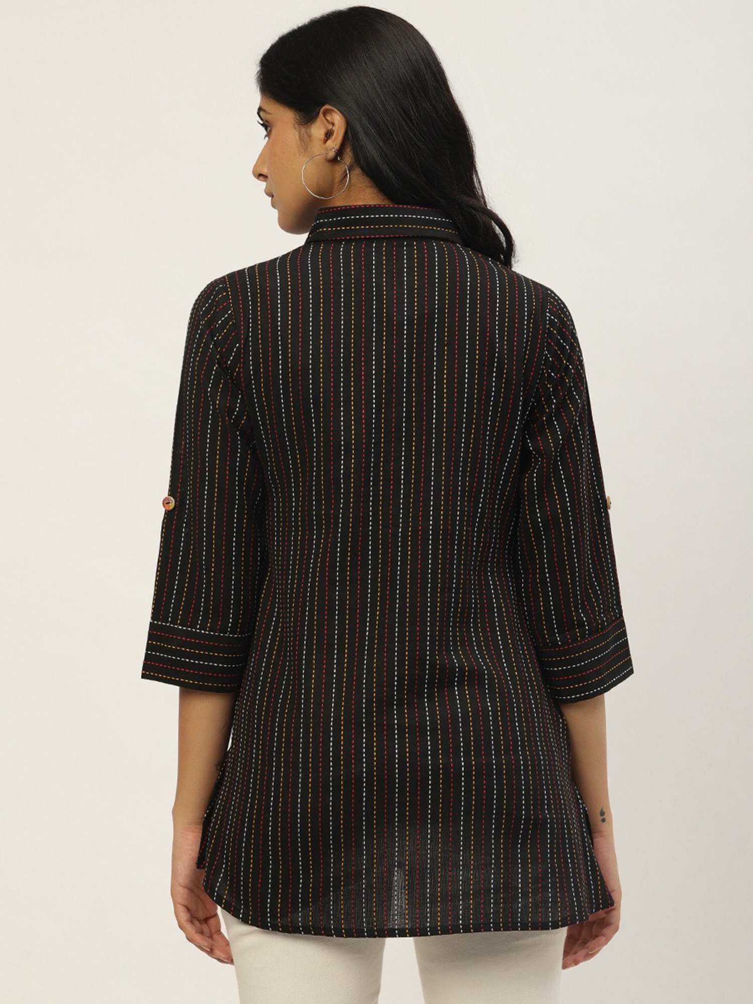 Cottinfab Black Embroidered Cotton Top