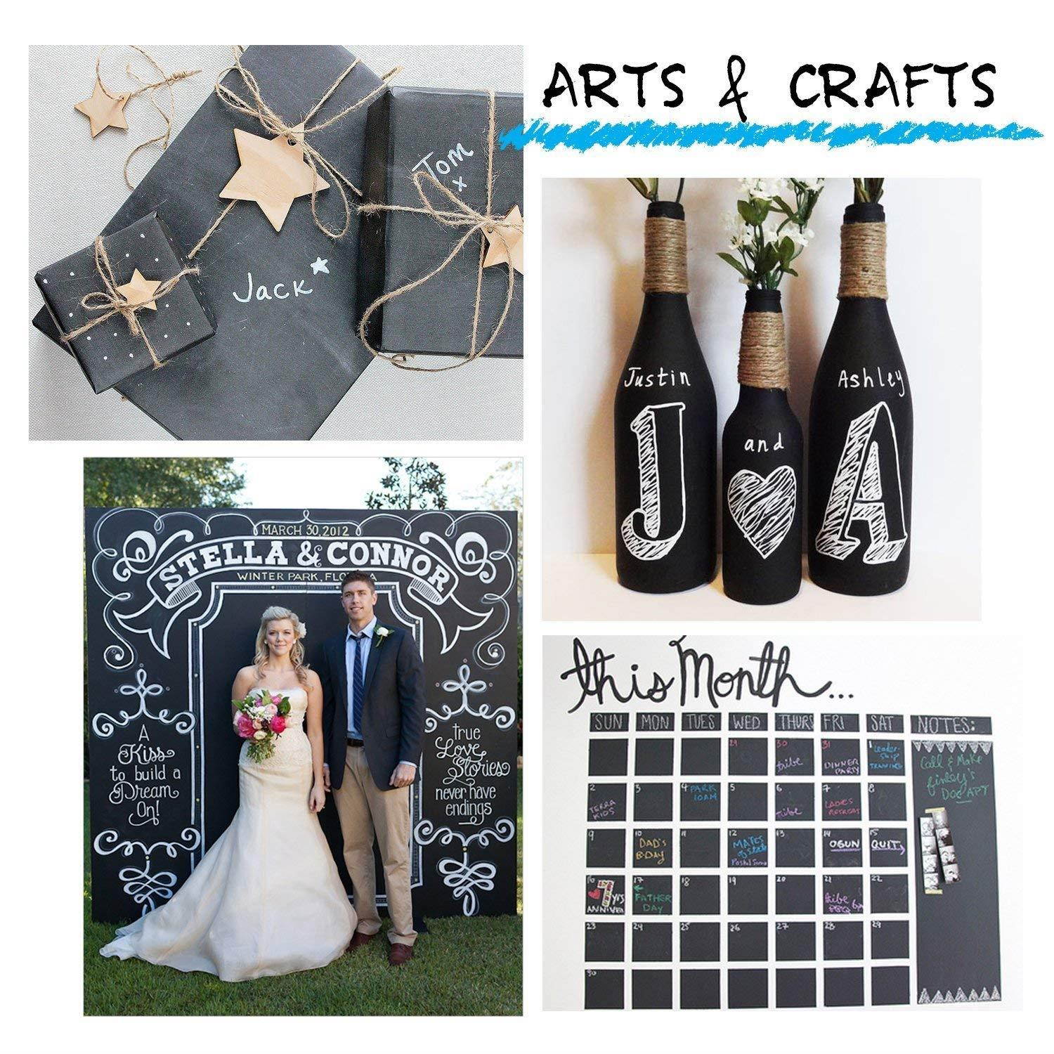 Extra Large Chalkboard Contact Paper Vinyl Wall Decal Poster (6.5 Feet) Blackboard Roll Adhesive Chalk Board Paint Alternative w/Bonus Chalks - Peel and Stick Black DIY Wallpaper Sizes 17.8" X 78.7"