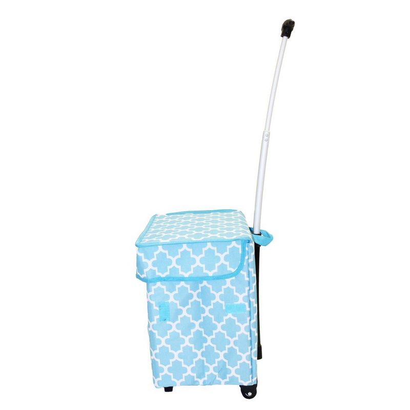 dbest products Smart Cart Collapsible Rolling Utility Basket for Laundry, Shopping, Travel, Cleaning Supplies, with Telescoping Handle, Moroccan