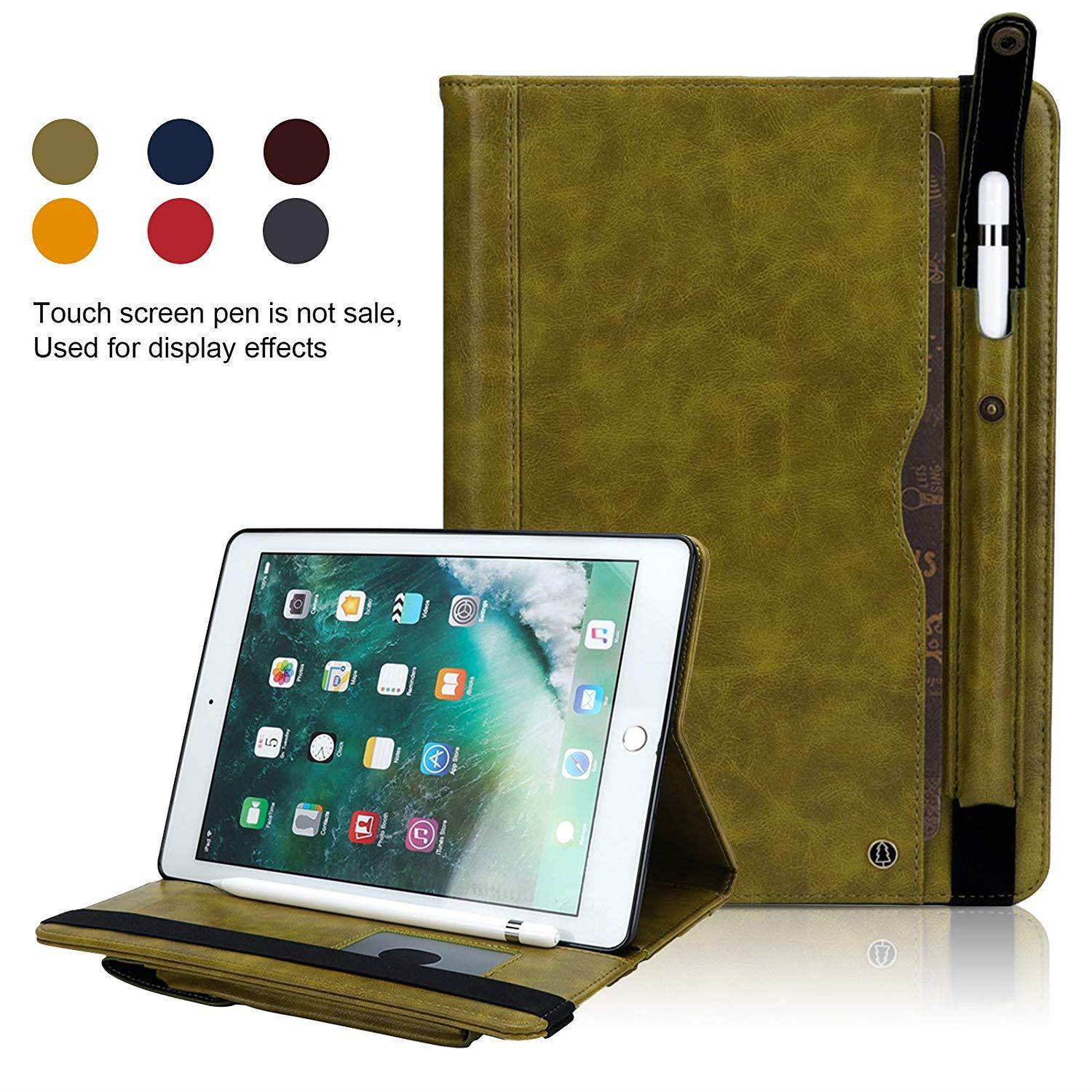UUcovers iPad 9.7 Inch Case Premium PU Leather Multiply Card Slots AUTO WAKE/SLEEP Folio Wallet Cover with Stand for Apple iPad Air/Air 2,iPad2017/2018-Green