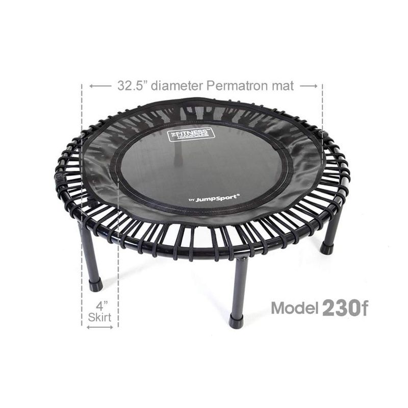 JumpSport 230F Folding Indoor Home Cardio Fitness Rebounder Durable Exercise Mini Trampoline with Premium Bungees, Workout DVD, and is Safe and Sturdy
