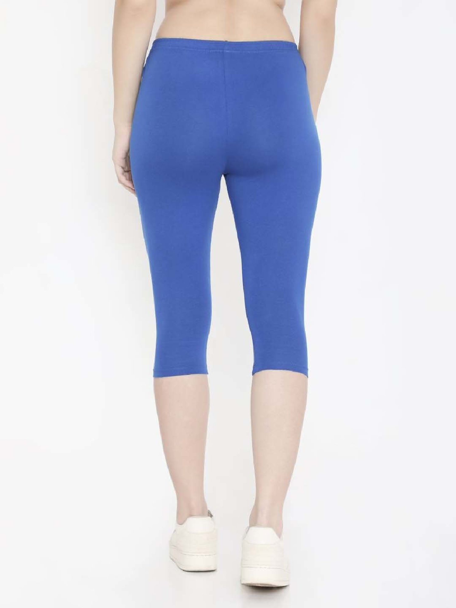 FEELINGS Royal Blue Cotton Plain Capris