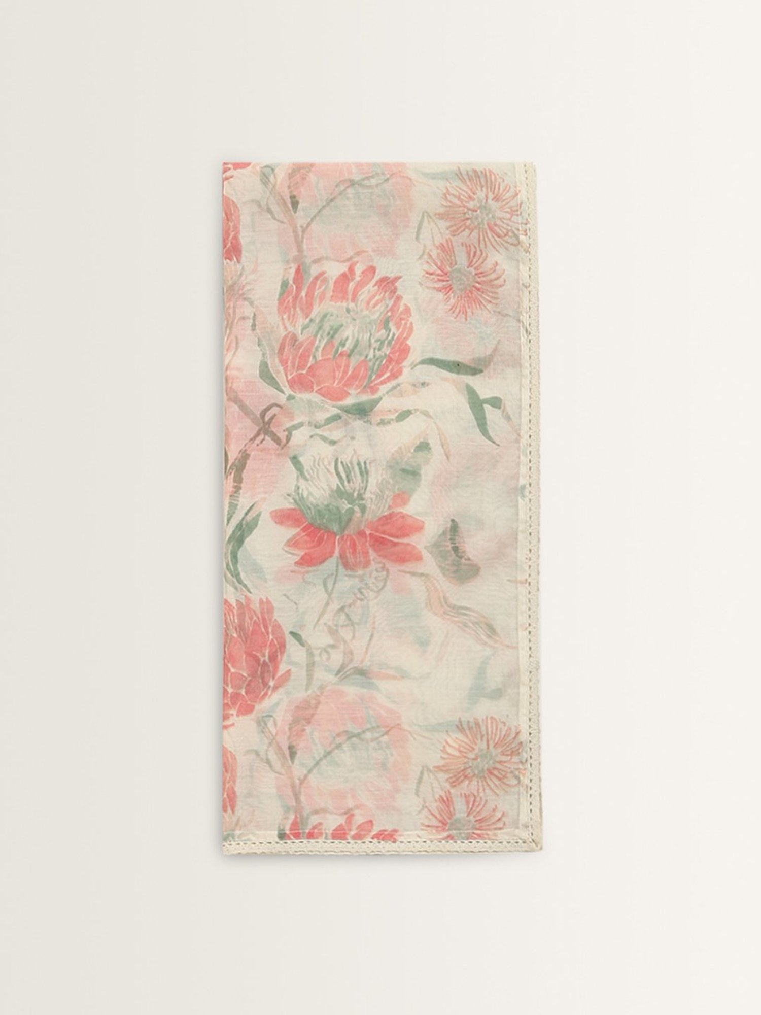 Zuba by Westside Off-White Floral Printed Cotton Stole