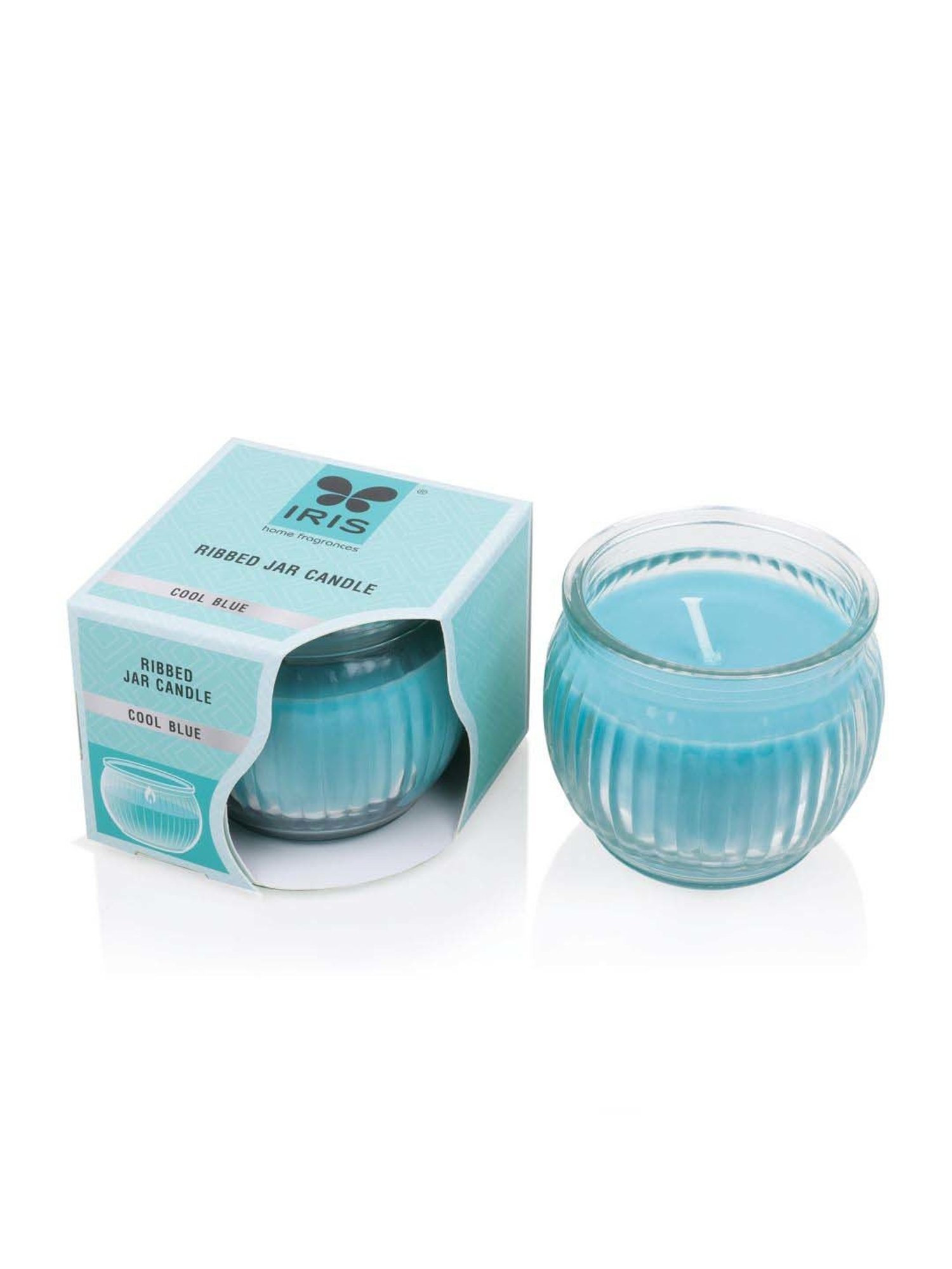 IRIS Blue Home Fragrances Cool Blue Ribbed Jar Candle - Set of 3