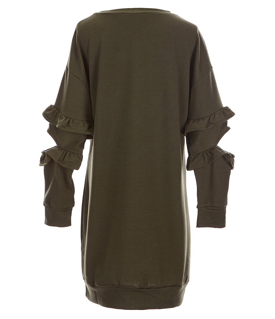 Ally B Big Girls 7-16 Cut-Out Sleeve Pearl Beaded Knit Sweatshirt Dress