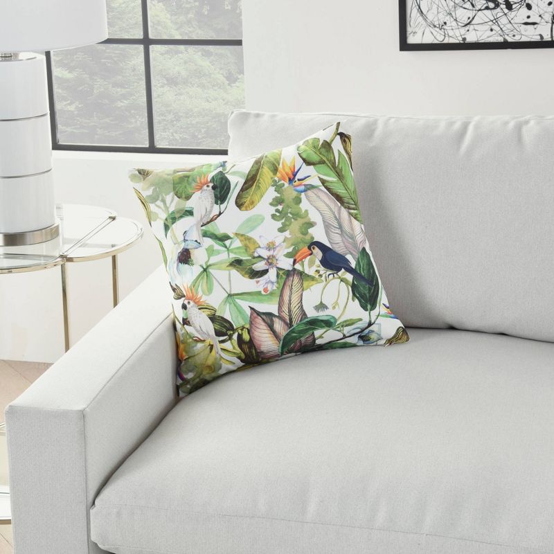 18"x18" Reversible Indoor/Outdoor Jungle and Cubes Pattern Square Throw Pillow - Mina Victory