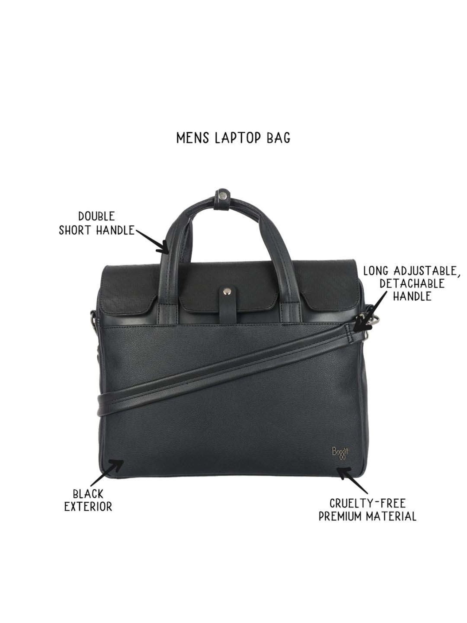 Baggit Black PVC Textured Laptop Messenger Bag