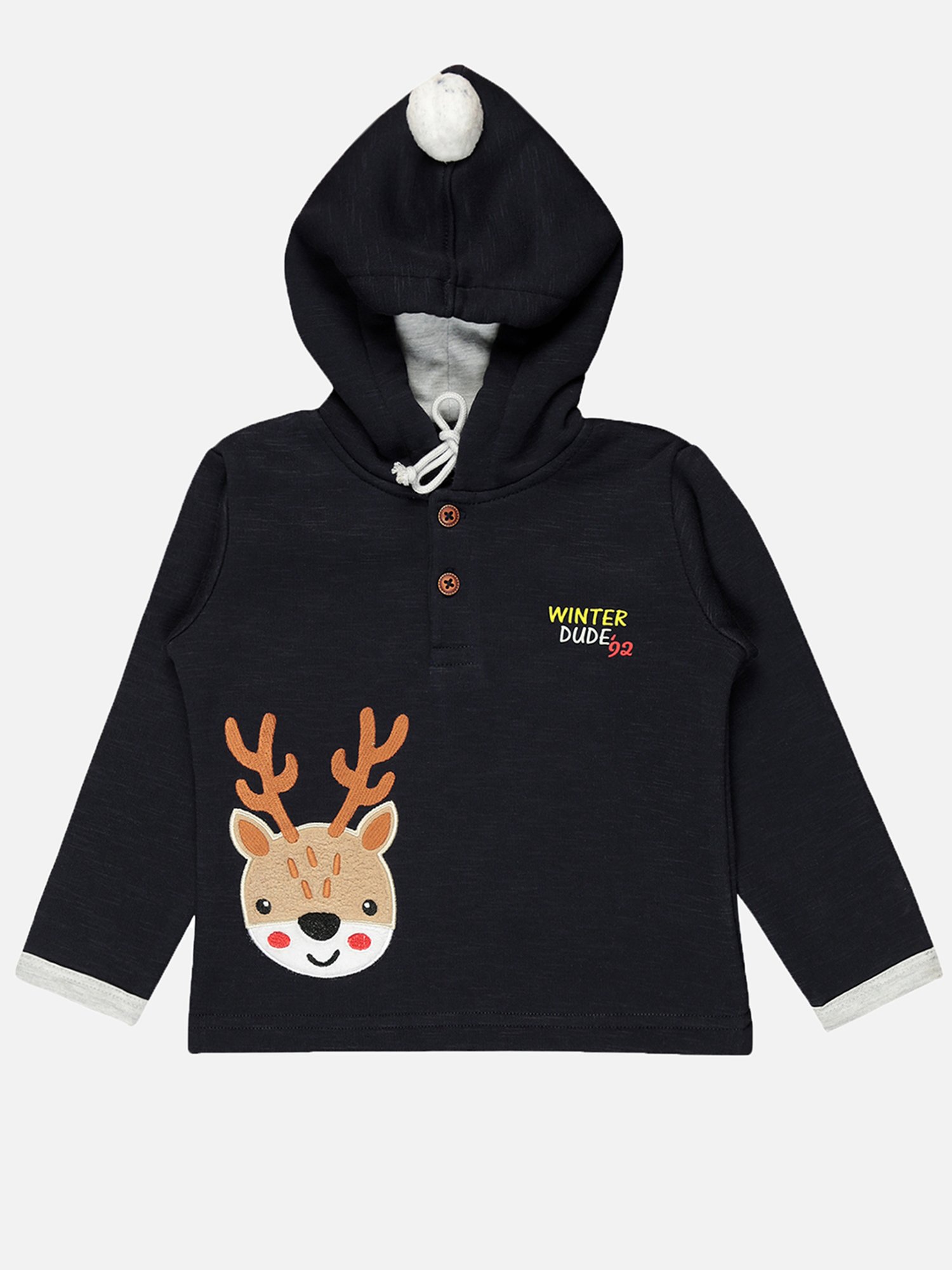 Bodycare Kids Navy Printed Full Sleeves Hoodie with Pants