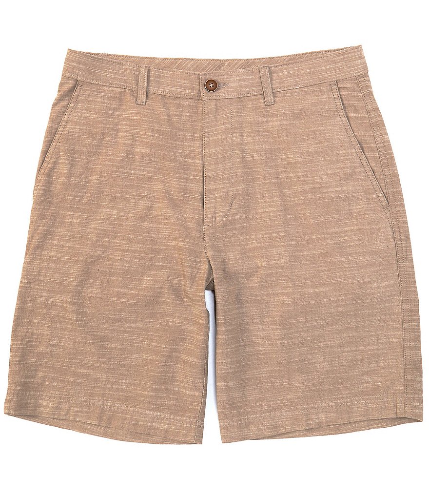 Roundtree & Yorke 9#double; Inseam Flat Front Slub Chambray Shorts