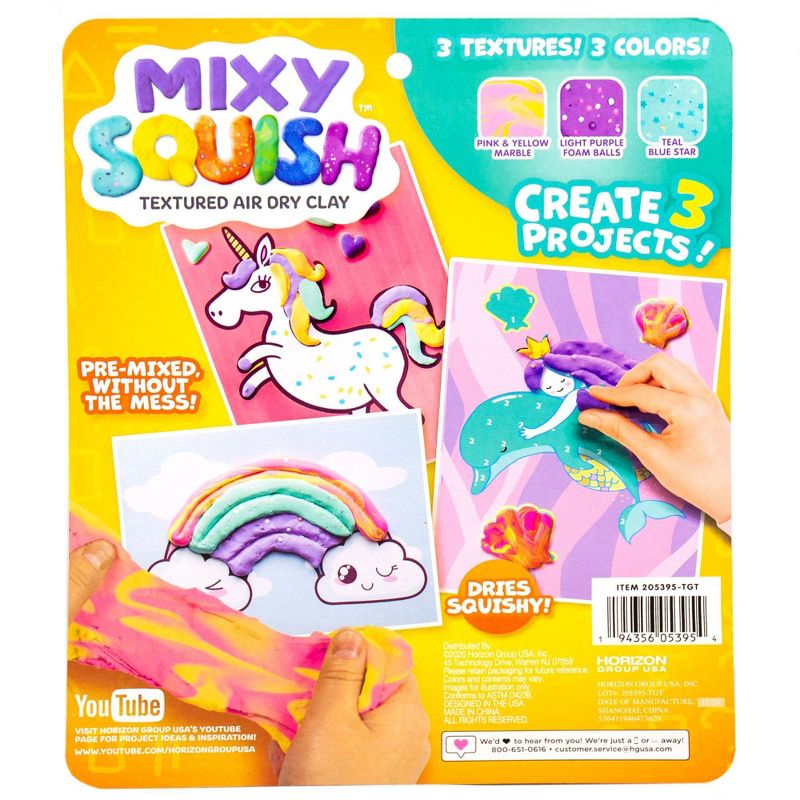 Mixy Squish 3D Clay by Number Mermaid, Rainbow and Unicorn - Horizon Group