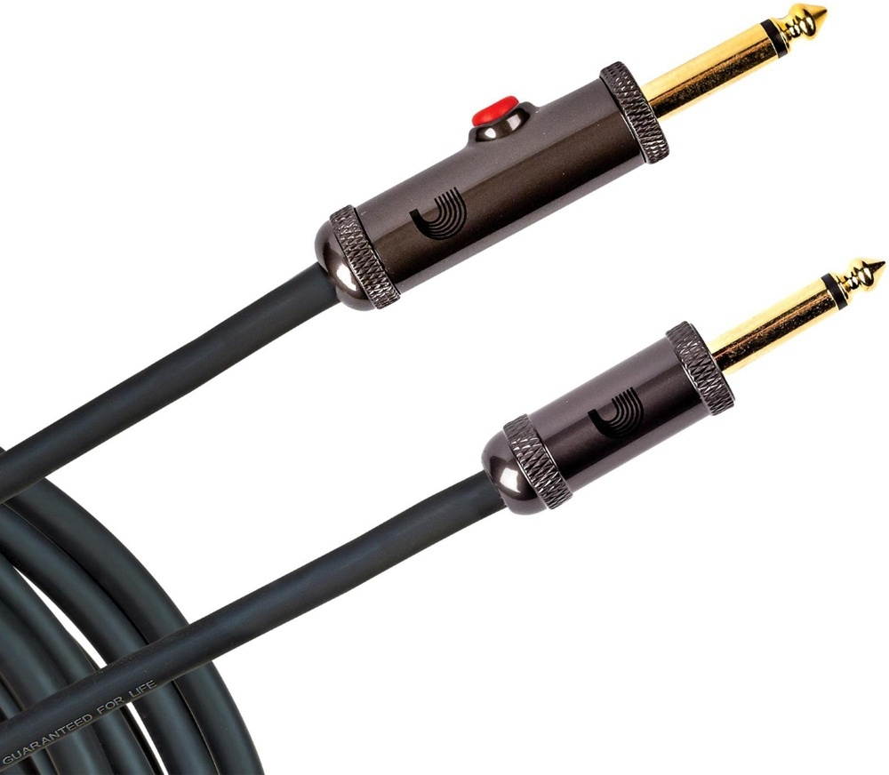 D'Addario Planet Waves Circuit Breaker Instrument Cable with Latching Cut-Off Switch, Straight Plug, by D'Addario 20 ft. Black