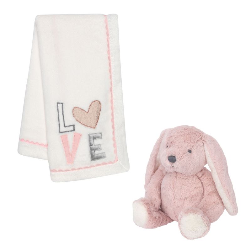 Lambs & Ivy Blanket & Plush Luxury Newborn Baby Gift Set - Pink Bunny