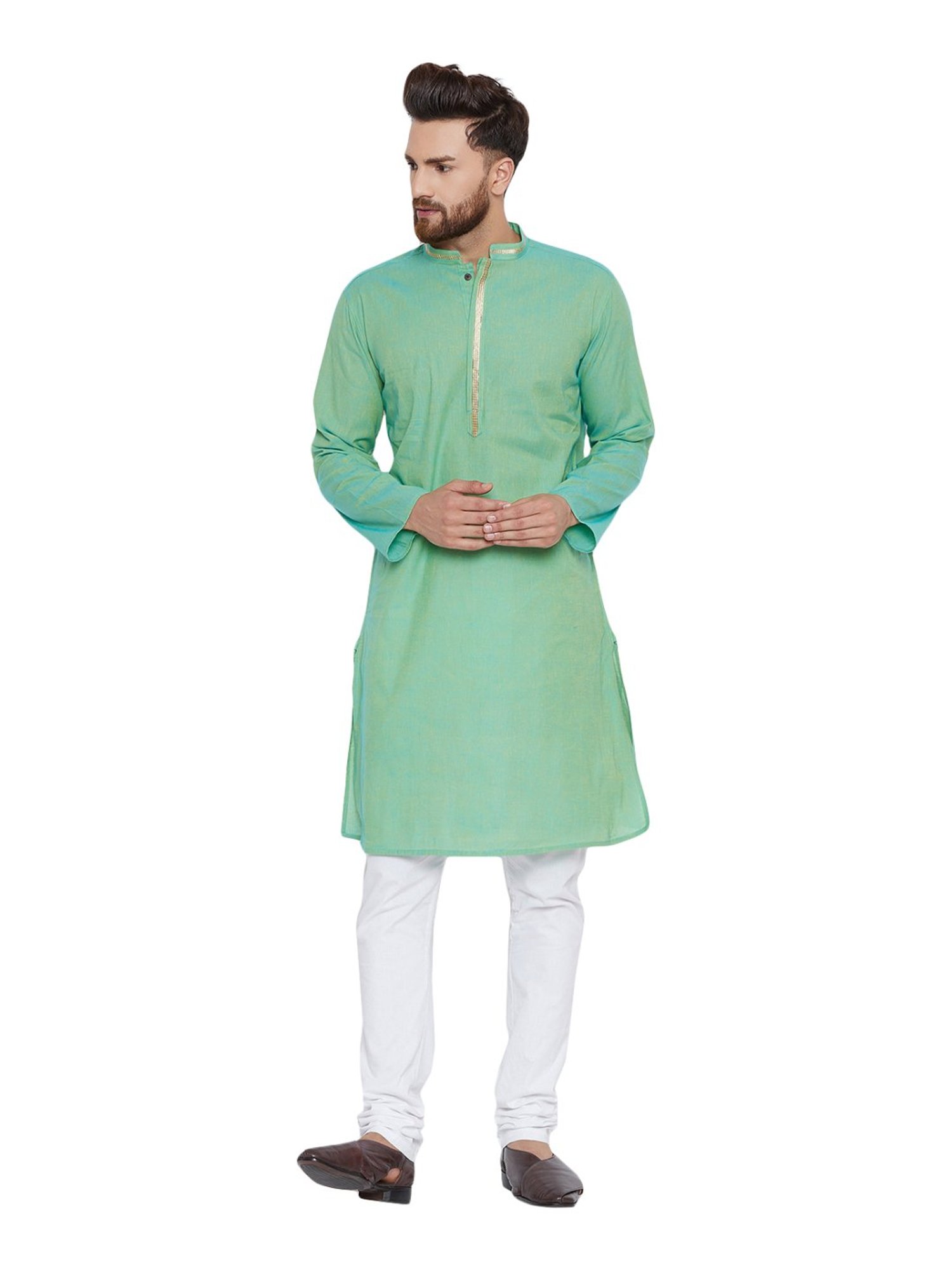 Even Green Cotton Regular Fit Kurta