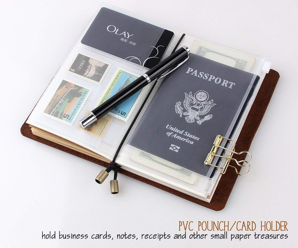 Leather Journal Refillable Travelers Notebook, Antique Handmade Leather Writing Diary Notepad, Travel Journal Notebook for Men & Women, Medium Size 6.7" x 4" - Coffee