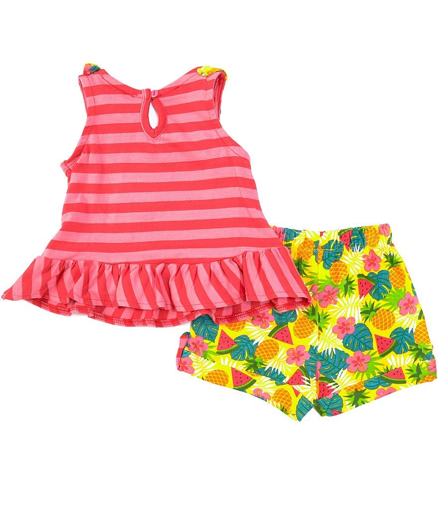 Rare Editions Baby Girls 3-24 Months Pineapple Stripe Tank Top & Tropical Fruits Short Set