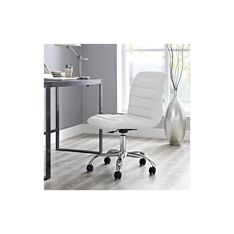 Ripple Ribbed Armless Mid Back Swivel Conference Office Chair In White