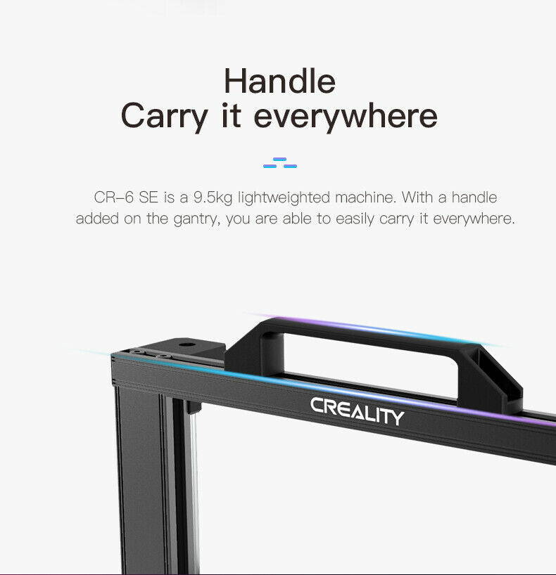 Creality CR-6 SE 3D Printer FDM Leveling-Free with Silent Motherboard, Meanwell Power Supply, Touch Screen, Tempered Glass Plate and Dual Z-axis Print Size 235 x 235 x 250 mm