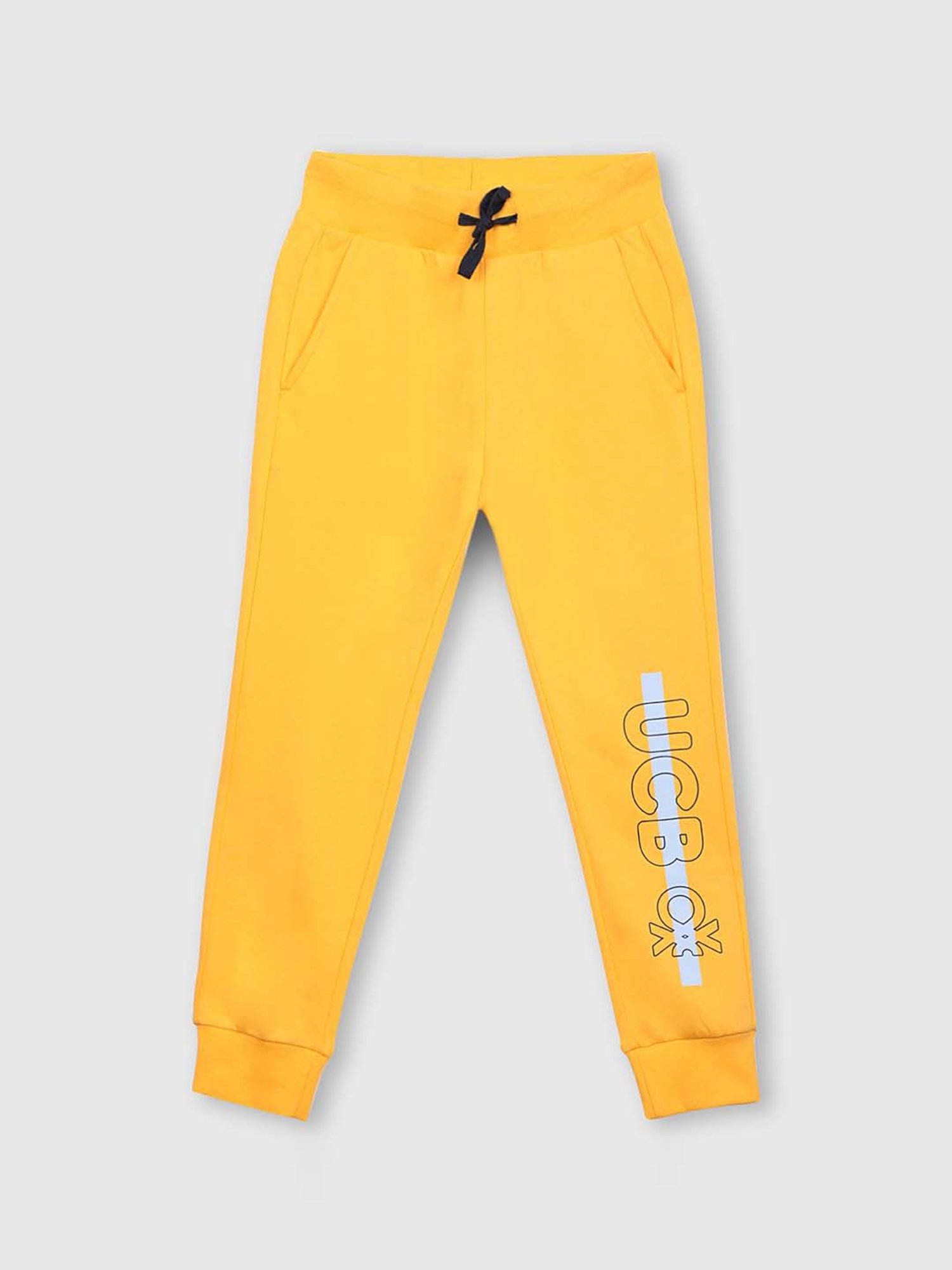 United Colors of Benetton Kids Yellow Cotton Printed Joggers