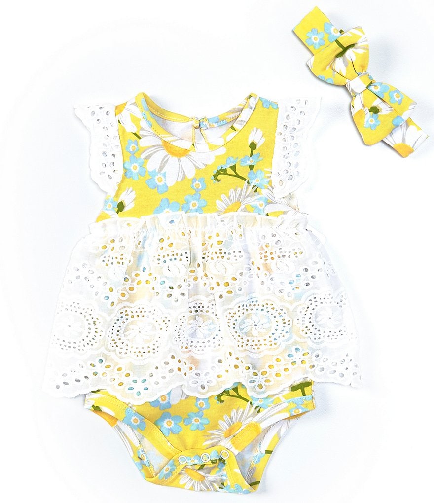Baby Starters Baby Girls 3-9 Months Daisy Eyelet-Skirted Bodysuit