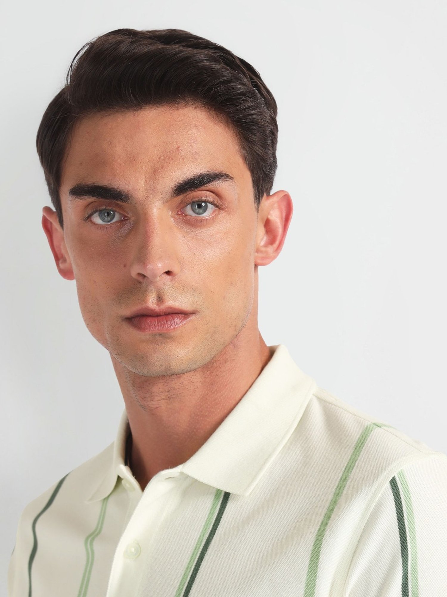 Arrow Sports Green Cotton Regular Fit Striped Polo T-Shirt