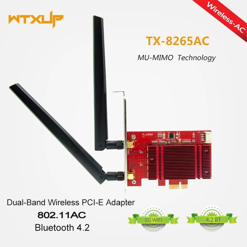8265 802.11AC 867Mbps Desktop PCi-e Wi-Fi Adapter PCI Express + WiFi Antenna for Intel 8265ac+Bluetooth 4.2 mu-mimo