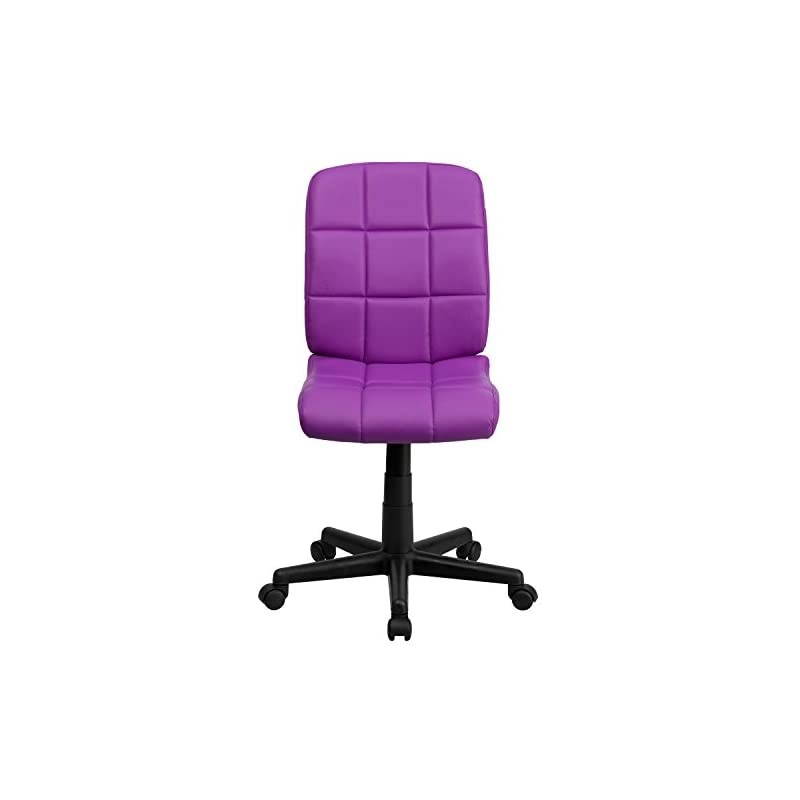 Mid-Back Purple Quilted Vinyl Swivel Task Office Chair
