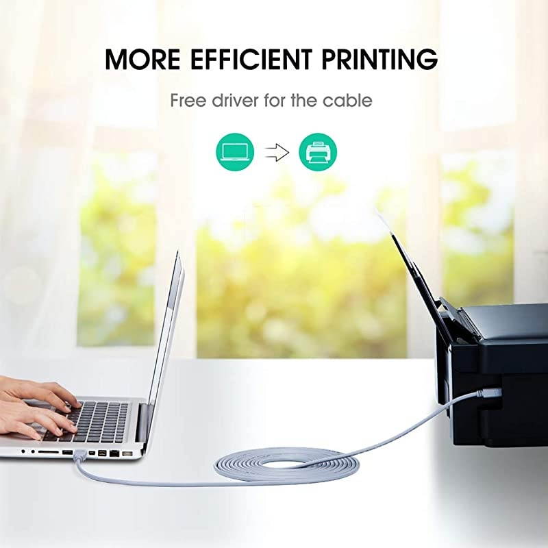 Printer Cable 20 ft  USB Printer Cable USB 20 Type A Male to Type B Male Printer Scanner Cable for HP Canon Lexmark Epson Dell Xerox Samsung etc