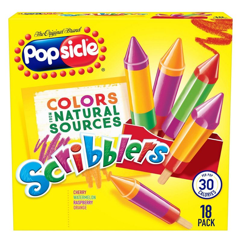 Popsicle Cherry Watermelon Raspberry Orange Scribblers Ice Pops - 18ct
