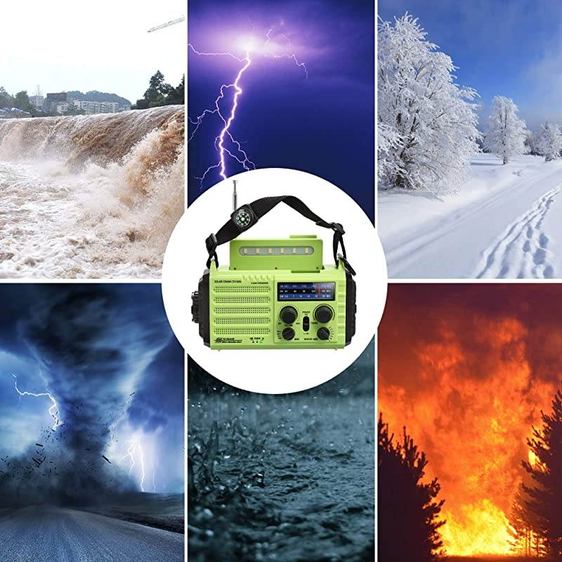 Radio NOAA Alert Emergency RadioSolarHand CrankAM FM Shortwave Portable Radio with Battery BackupSOS FlashlightReading Lamp2000mAh Rechargeable BatteryUSB Charger for Outdoor Survival