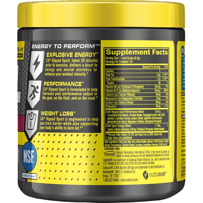 Cellucor C4 Ripped Pre-Workout Energy Powder - Arctic Snow Cone - 8.7oz