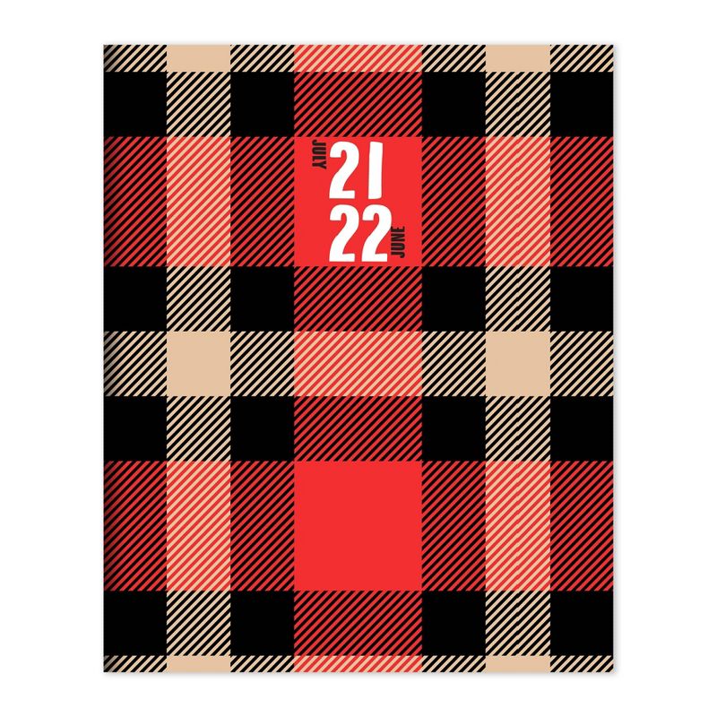 2021-22 Academic Planner 6.5" x 8" Red Plaid Monthly - The Time Factory