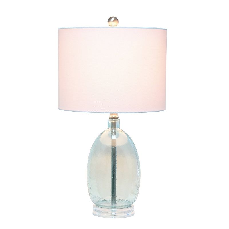 Glass Table Lamp with White Drum Shade Blue - Lalia Home