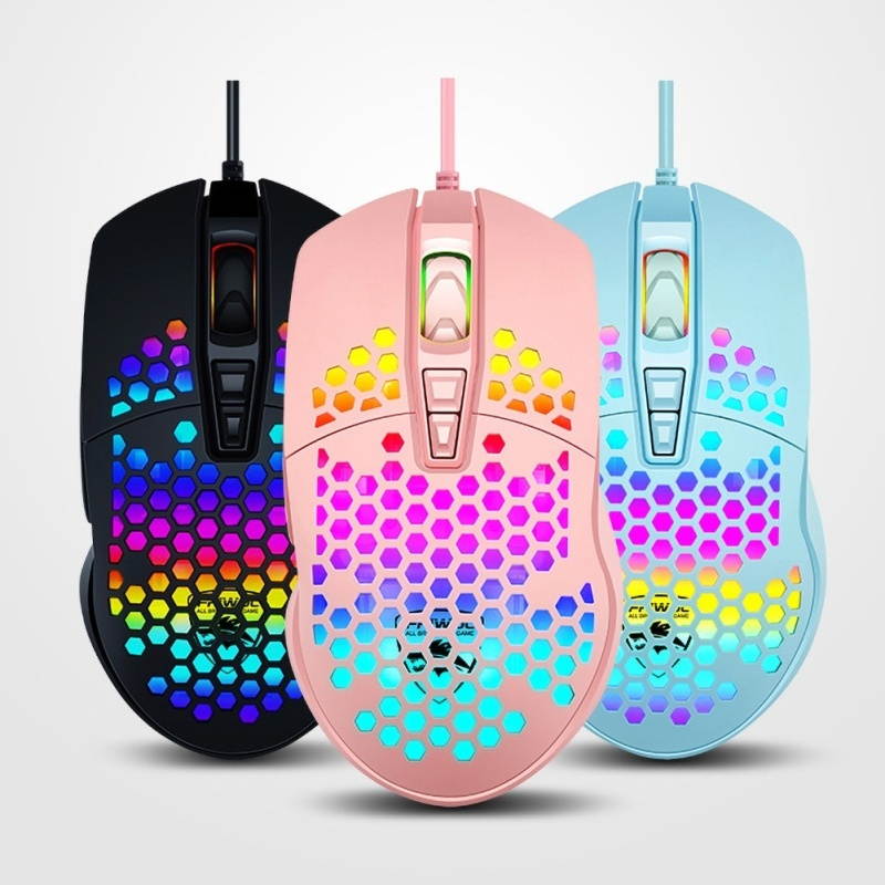 V9 Ergonomic 4000DPI USB Wired Hollow-out RGB Light Gaming Mouse Mice for PC